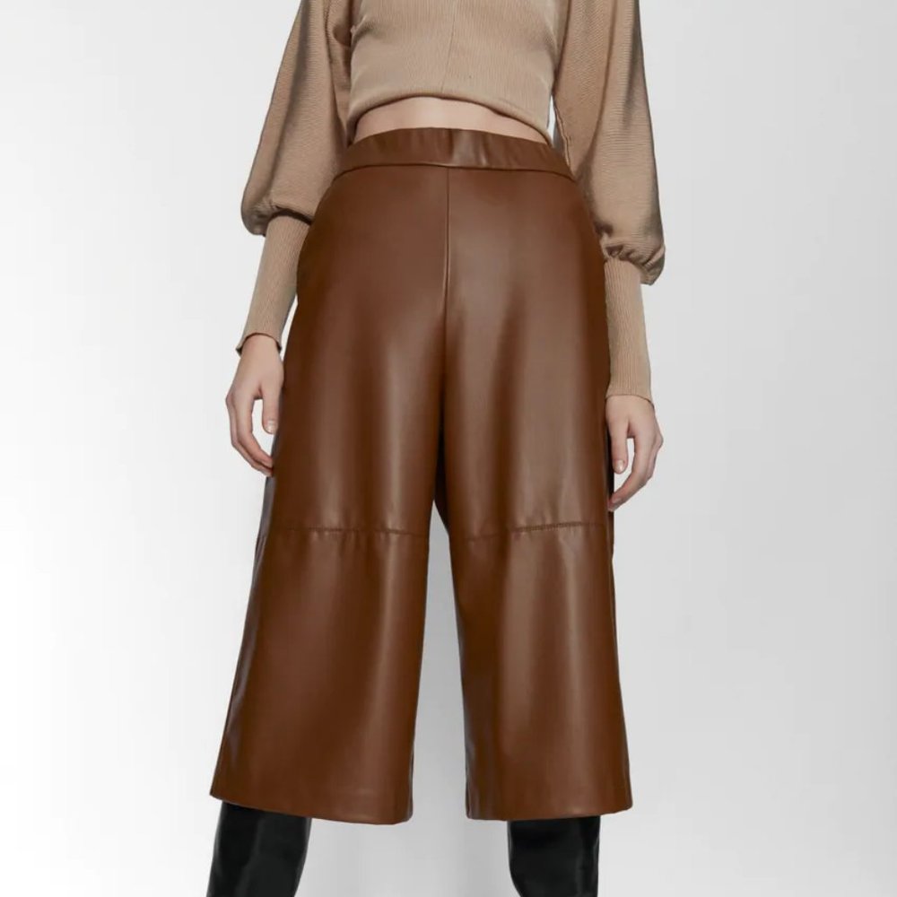 Zara faux leather shorts culottes